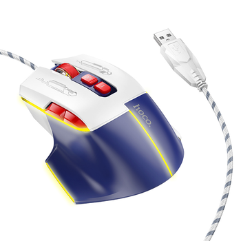 Комп'ютерна миша Hoco GM31 Overlord luminous gaming wired mouse White with blue