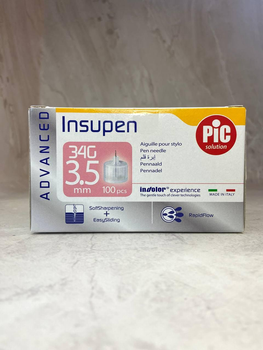 Инсулиновые иглы Insupen (Інсупен) 34G/3,5мм для шприц-ручки, 100 шт