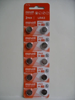 Батарейка Maxell LR43 Alkaline 1.5V, цена за блистер 10 шт, срок