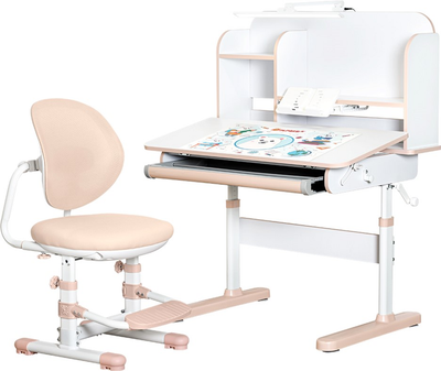 Комплект мебели Mealux Nemo XL Peach стол + стульчик + полка + лампа (BD-39 PN)
