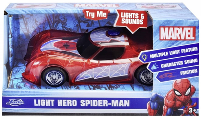 Samochód Jada Marvel Light Hero Spider Man z efektami świetlnymi i dźwiękowymi 15 cm 1:32 (4006333090264)