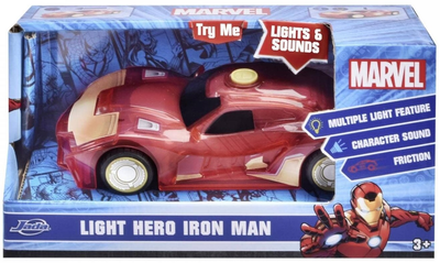 Samochód Jada Marvel Light Hero Iron Man z efektami świetlnymi i dźwiękowymi 15 cm 1:32 (4006333090271)