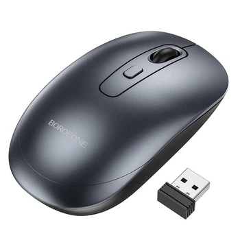 Компьютерная мышка беспроводная BOROFONE BG13 Winner 2.4G USB Черная Серый металлик
