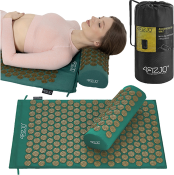 Килимок акупунктурний з валиком 4FIZJO Classic Mat Аплікатор Кузнєцова Navy Green/Gold (P-5907739313300)