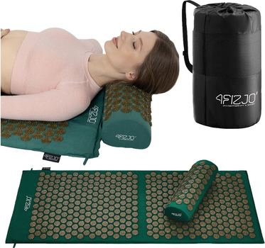 Килимок акупунктурний з валиком 4FIZJO Classic Mat XL Аплікатор Кузнєцова Navy Green/Gold (P-5907739313317)