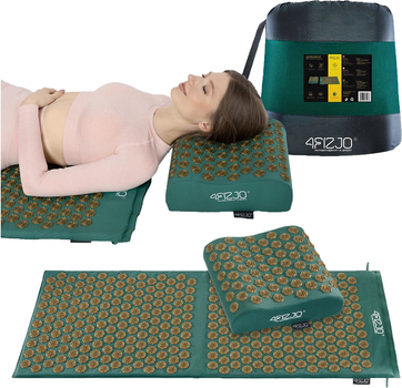 Килимок акупунктурний з подушкою 4FIZJO Ergo Mat XL Аплікатор Кузнєцова Navi Green/Gold (P-5907739315083)