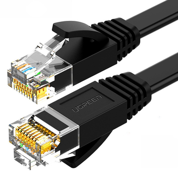 Кабель UGREEN NV102 Cat 6 U/UTP Lan Flat Cable 1m Black (50173)