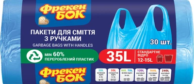 Пакети для сміття Фрекен БОК з ручками 35 л х 30 шт Сині (16501182)