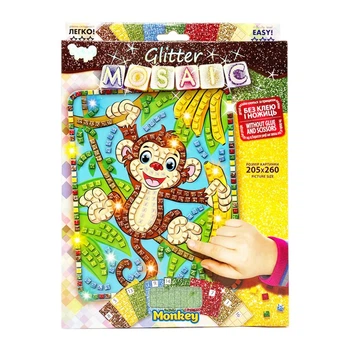 Креативное творчество "Блестящая мозаика: Monkey" БМ-02-03, 20.6х26 см