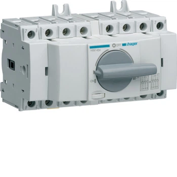 Переключатель I-0-II Hager HIM404 4P 40А трехпозиционный перекидной автомат для ввода резервного питания рубильник Хагер