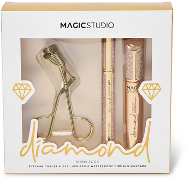 Набір косметики для макіяжу Magic Studio Diamond Shiny Look Водостійка Туш для вій 12 мл + Олівець для очей 0.8 мл + Пінцет для підкручування вій (8436591928324)