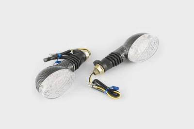 Повороты светодиодные, овальные (пара) (16 LED, синий свет, карбон, белое стекло) GJCT