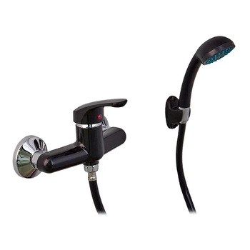 Змішувач для душа PLAMIX AFINA-003 SET BLACK (з шлангом, лійкою та кронштейном) (Колір чорний) (PM0646)
