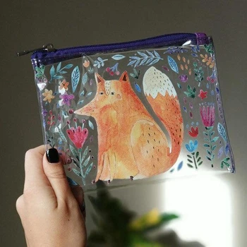 Косметичка пластиковая прозрачная Visible Лисички и цветы (KPR_19A026_FIO) TM Presentville