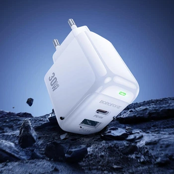 Мережевий зарядний пристрій Borofone BAS45A Potential GaN PD30W+QC3.0