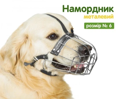 Намордник для собак металлический хромированный «№6 для золотистого ретривера» (9,5см*40см*59/71см)