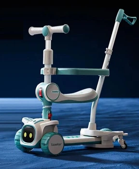 Самокат 5в1 Skyper колеса PU 125х40мм зі світлом платформа з підсвічуванням звук бампер Бірюзовий (TY-2175)