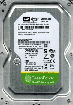 Накопитель HDD для ПК SATA 500GB WD AV-GP 5400rpm 16MB (WD5000AVCS)