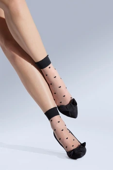 Шкарпетки Knittex one size Чорні сердечки (Naturel/nero) (108205)