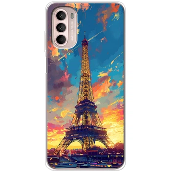 Силиконовый Чехол с Картинкой для Motorola G52 Принт (Париж, Эйфелева Башня) (64436-ysm038)