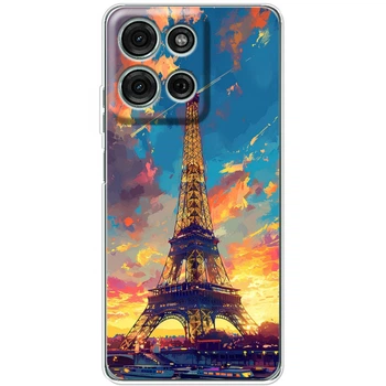 Силиконовый Чехол с Картинкой для Motorola G75 Принт (Париж, Эйфелева Башня) (64278-ysm038)
