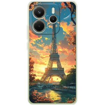Силиконовый Чехол с Картинкой для Xiaomi Redmi Note 14 4G Принт (Париж, Эйфелева Башня) (64587-ysm037)