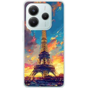 Силиконовый Чехол с Картинкой для Xiaomi Redmi Note 14 5G Принт (Париж, Эйфелева Башня) (64588-ysm038)