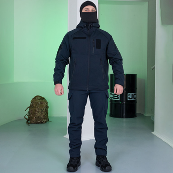 Тактическая форма Softshell Striker куртка с капюшоном + штаны синяя размер 3XL