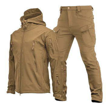 Тактичний Костюм Vanguard Softshell куртка з капюшоном + штани койот розмір 2XL