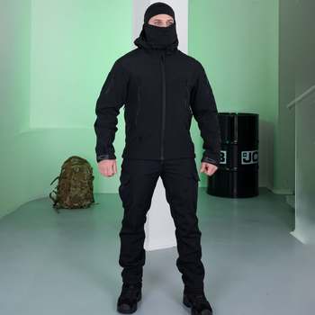 Тактическая форма Softshell Striker куртка с капюшоном + штаны черная размер L