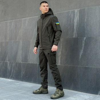 Костюм Pobedov Softshell Куртка з люверсами + Штани утеплений мікрофлісом хакі розмір S