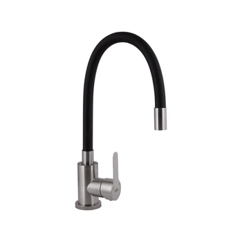Смеситель для кухни Brinex Pure 015F3 с гибким изливом Nickel/Black BRIPUR015F3NKB