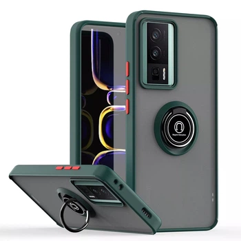 Чохол Fiji Colorframe для Xiaomi Poco F5 Pro матовий бампер з кільцем підставкою Green