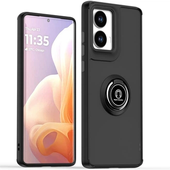 Чохол Fiji Colorframe для Motorola G85 матовий бампер з кільцем підставкою Black