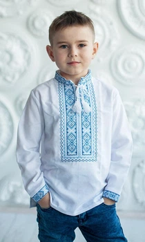 Дитяча вишиванка для хлопчика vishivano4ka 743-3 110-116 біла