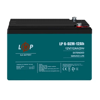 Тяговый аккумулятор LogicPower LP 6-DZM-12 12В 12А·час (AGM, 400 циклов, LP3536) для ИБП, электротранспорта и систем резервного питания