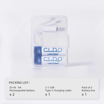 Батарейки AA аккумуляторные с разъемом USB Type-C от CLDP на 1.6V/2000mWh - 2 ШТ