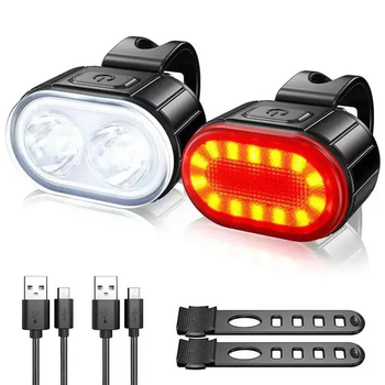 Ліхтарі велосипедні ZH-078-2LED + STOP-14SMD, Li-Ion акумулятор, ЗУ micro USB