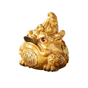 Фігурка для чайної церемонії Lesko ZBY-2407302 Жаба Gold з монеткою, що змінює колір від гарячої води.