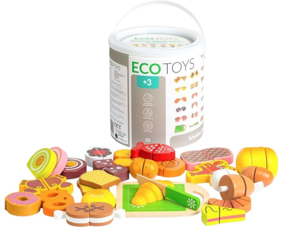 Набір для гри EcoToys Дерев'яна їжа для нарізання 23 штуки TL87115 (5903089065593)