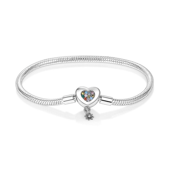 Серебряный браслет "Радужное сердце" 16