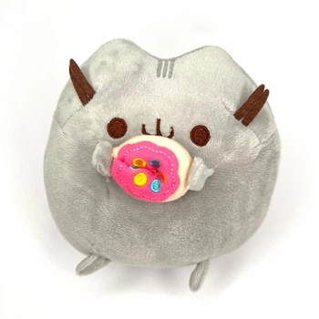 Мягкая Плюшевая Игрушка Plush Кот Пушин с пончиком Pusheen 15 см серый (1024603)