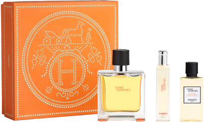 Zestaw męski Hermes Terre D'Hermes Perfumy 75 ml + Perfumy 15 ml + Żel pod prysznic 40 ml (3346130438359)