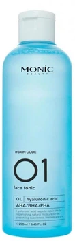 Тонік для обличчя Monic Beauty #Skin Code 01. Hyaluronic Acid AHA/BHA/PHA 250 мл (5061010280085)