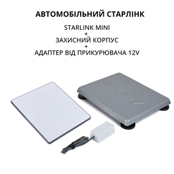 Автомобильный старлинк мини спутниковая система Starlink Mini для автомобиля с креплением на крышу авто с адаптером 12В Серый (Star_mini_auto_S)