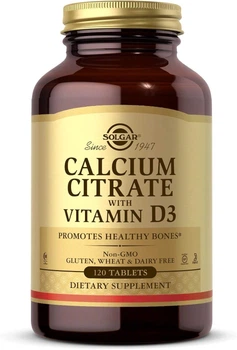 Цитрат кальцію з вітаміном D3 Solgar, Calcium Citrate with Vitamin D3, 120 таблеток