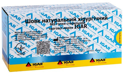 Упаковка шовку Igar №7 натурального хірургічного без голки стерильного 12 шт (4820017605946)