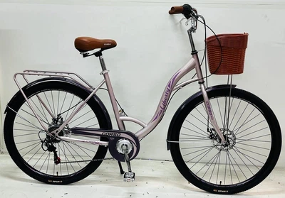 Женский городской велосипед 28 дюймов Corso «Liberty» LR-28833 с корзинкой Shimano 7 скоростей