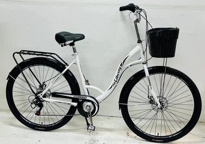 Женский городской велосипед 28 дюймов Corso «Liberty» LR-28014 с корзинкой Shimano 7 скоростей