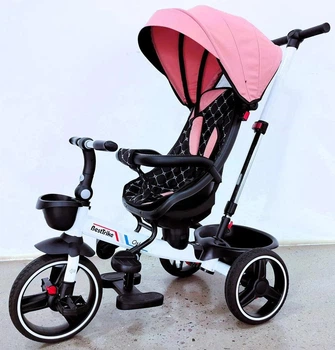Трехколесный велосипед коляска BestTrike "Oscar" 6390 – 16-002 с телескопической ручкой для девочки